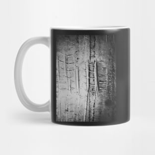 Overhead Closeup of Car Tire Mark in Parking Lot Mug